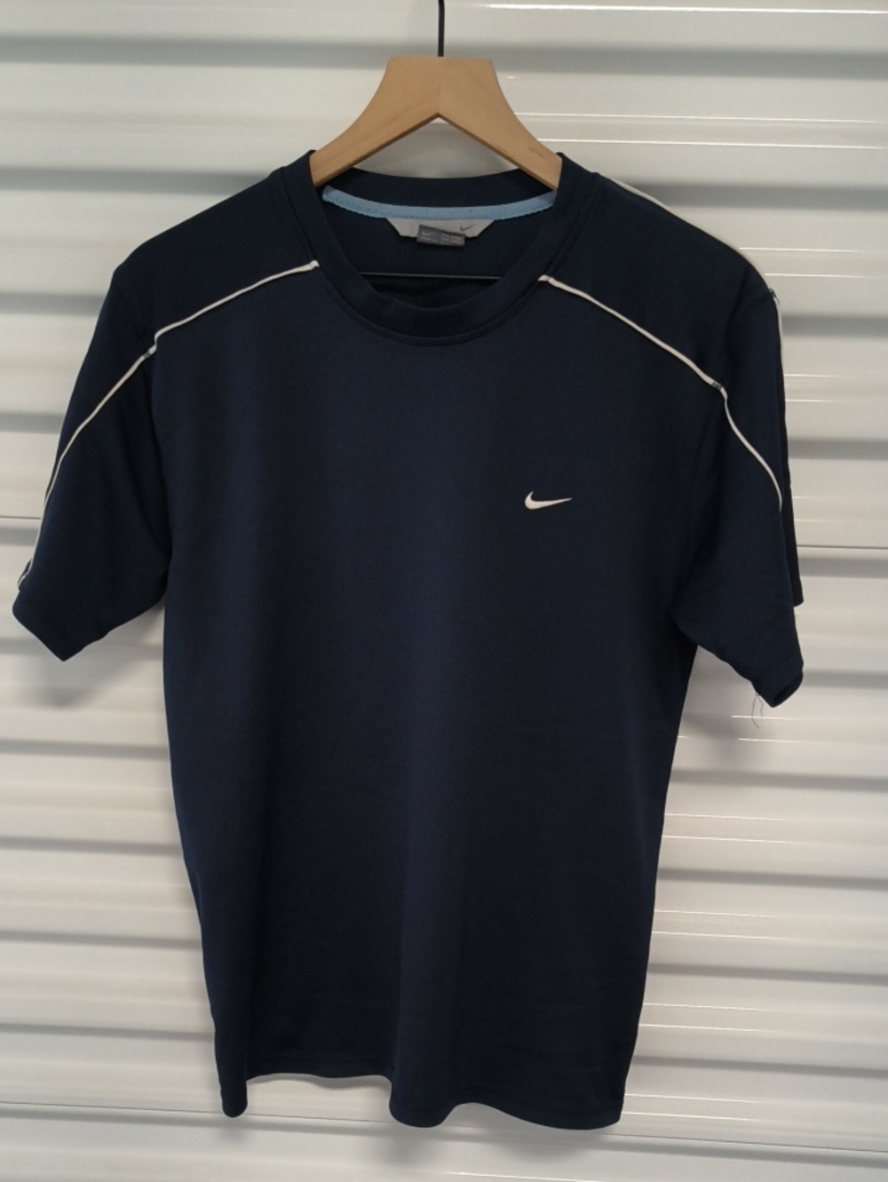 Vtg Nike Small Swoosh Embroidered Navy Blue Crewneck Short Sleeve T-shirt L